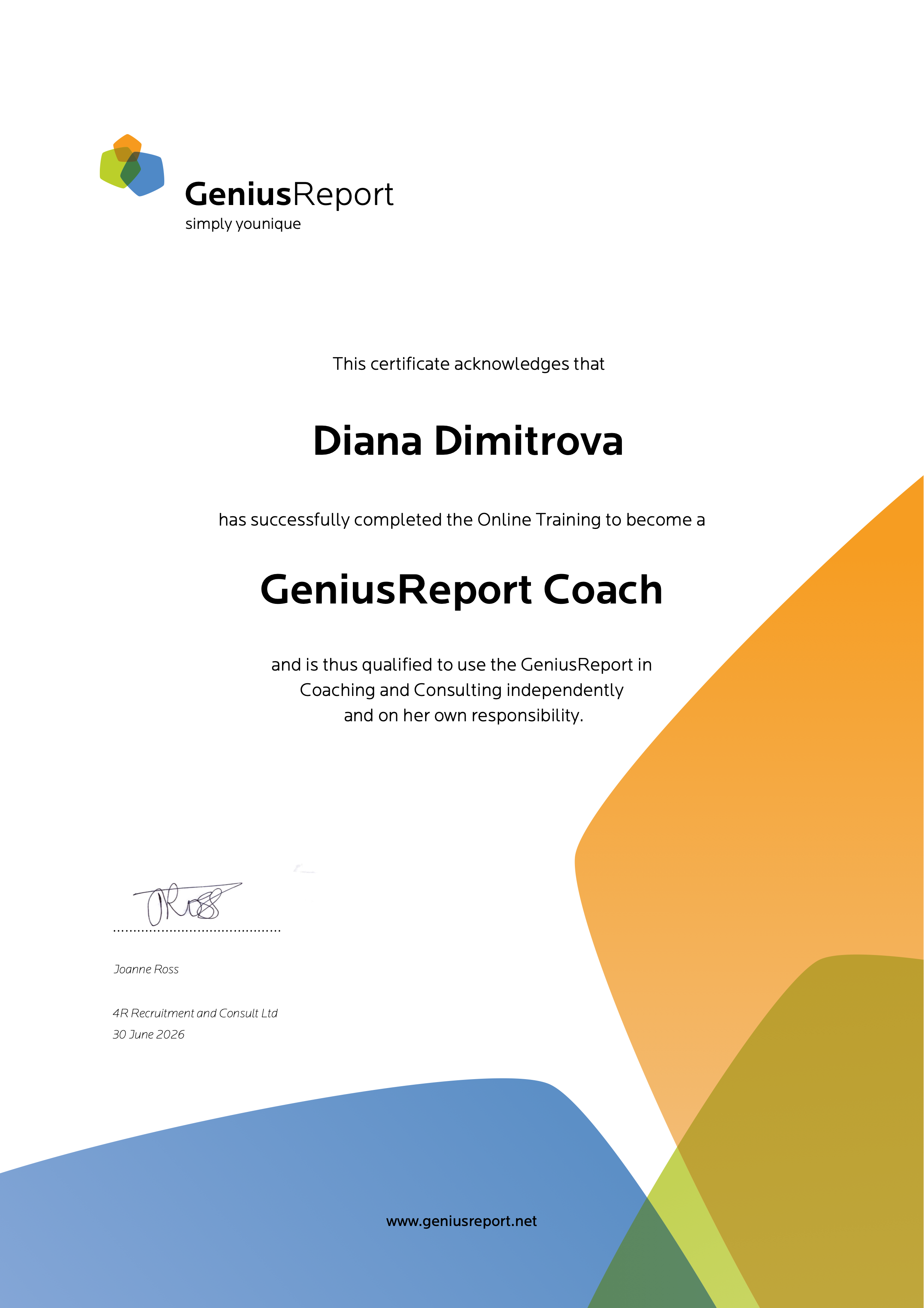 Certified GeniusReport Coach